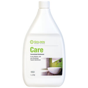 Care est un désinfectant hautement concentré, destiné à être utilisé sur des surfaces inanimées et conçu pour détruire une grande variété de germes.